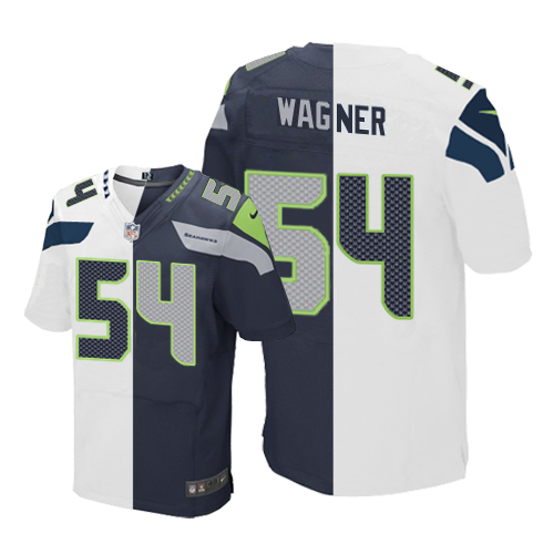 Men's Elite Bobby Wagner Nike Jersey Navy/White - #54 Split Fashion NFL Seattle Seahawks